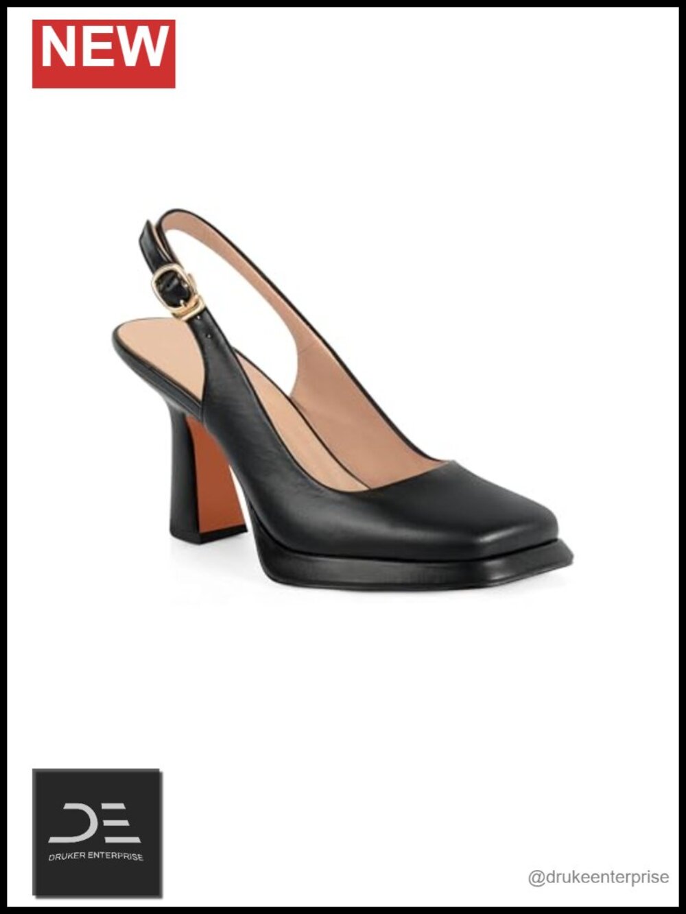Chunky Block Heel Slingback Square Toe Pumps Women's Dressy Platform Heels